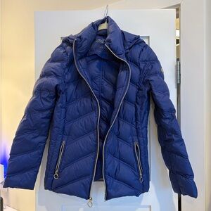 Michael Kors Women's Chevron Puffer Jacket in Sapphire